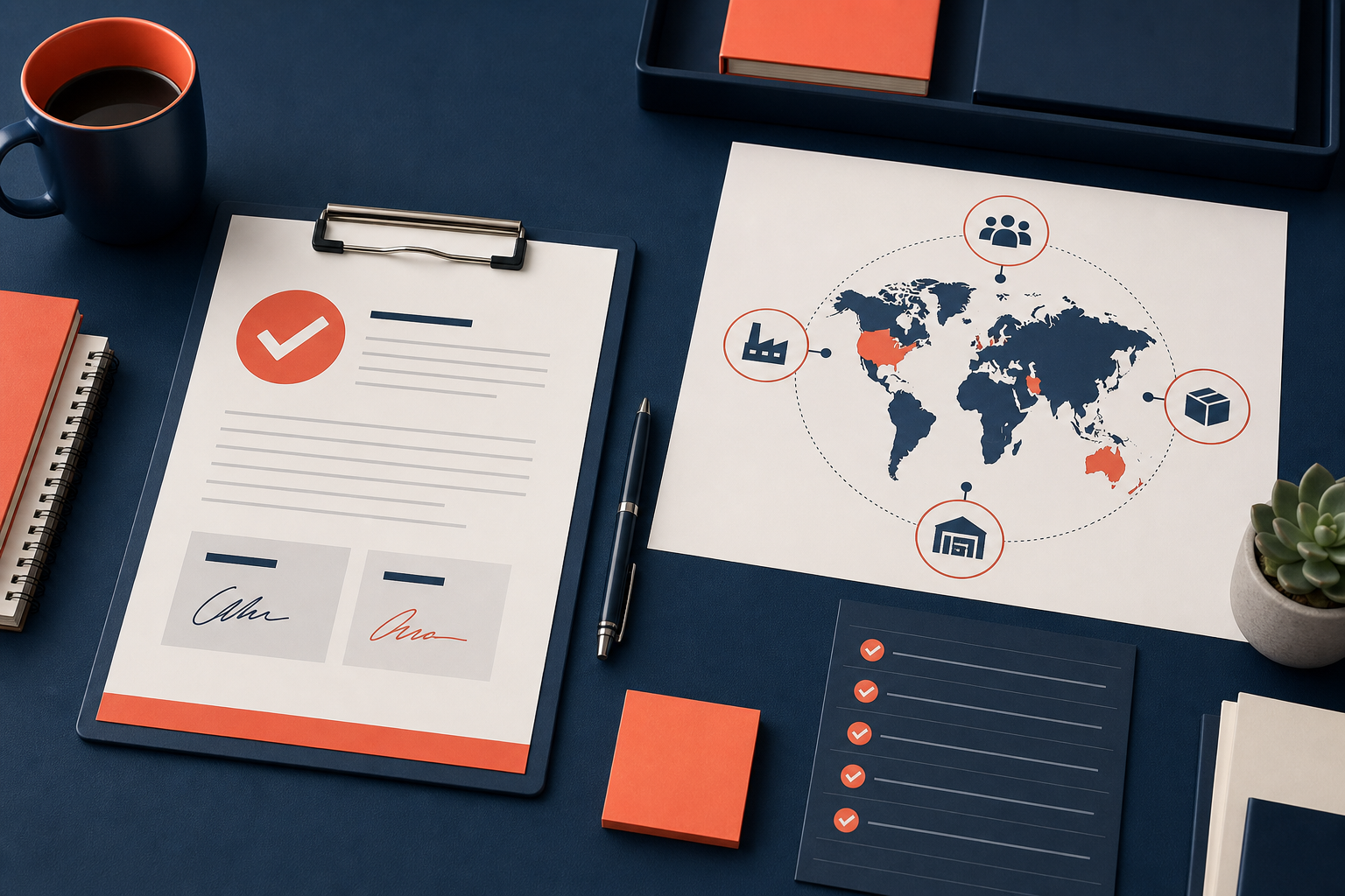 Procurement briefing cover with approval memo, rollout scope, and risk note cards