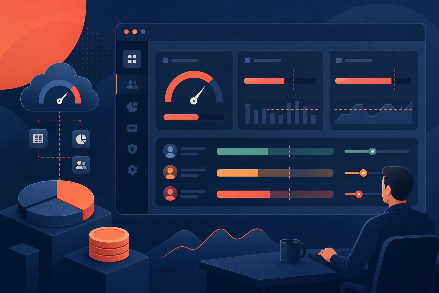 Budget governance cover with spend thresholds, usage bands, and approval markers